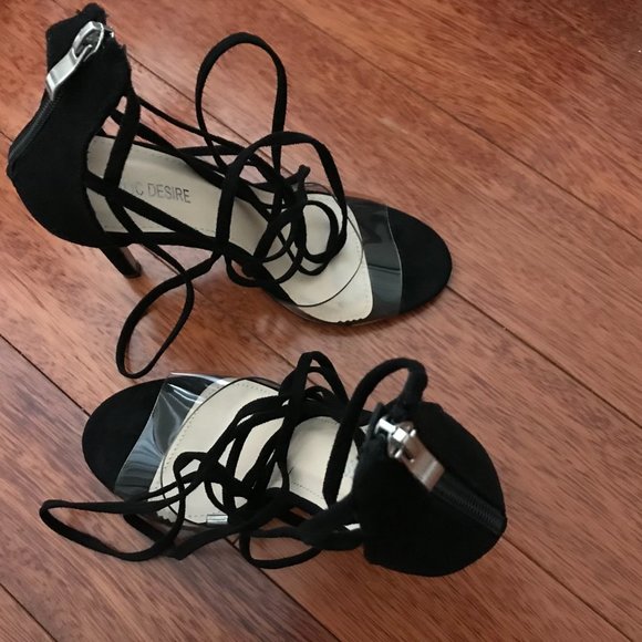 ASOS Public Desire Aster Black Clear Strappy Sandals - size 7 - Black color - Picture 2 of 3